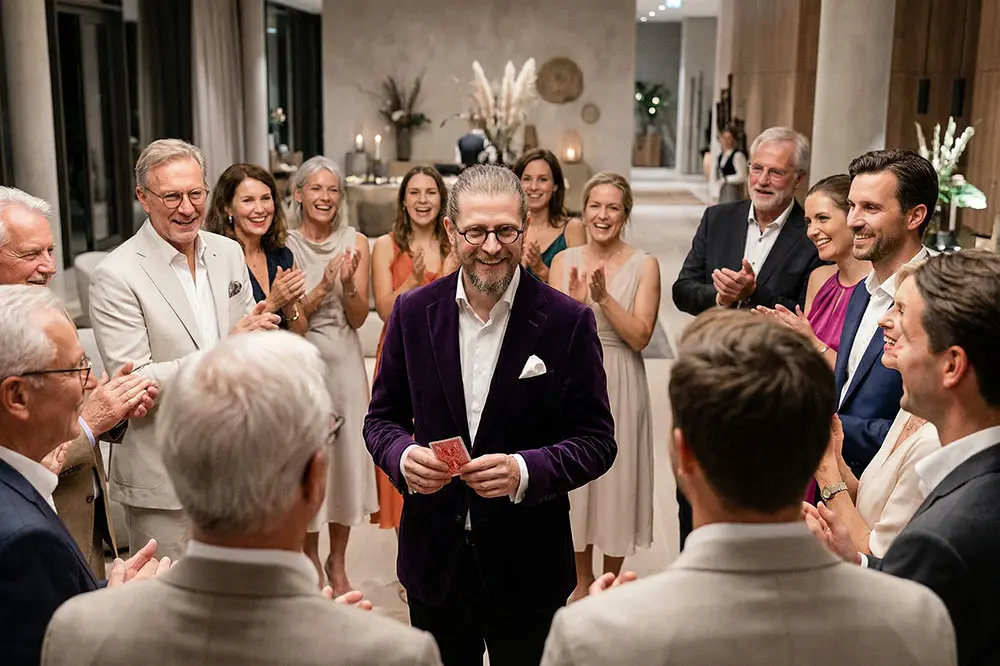 Zauberer Simabu in Hamburg für runden Geburtstag mit Walking Act und Close-up Magie